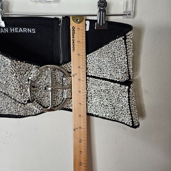 RARE Unique Bryan Hearns Bejeweled Criss Cross 90s Designer Belt with Zip Back - Picture 4 of 5
